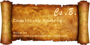 Csapliczky Beatrix névjegykártya